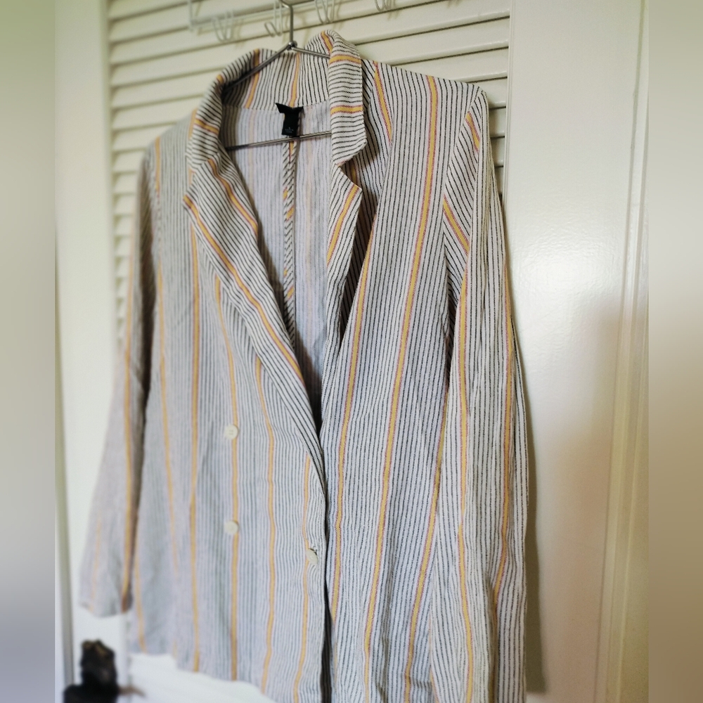 Wild Fable Women's Striped Linen Rayon Blazer Size Small